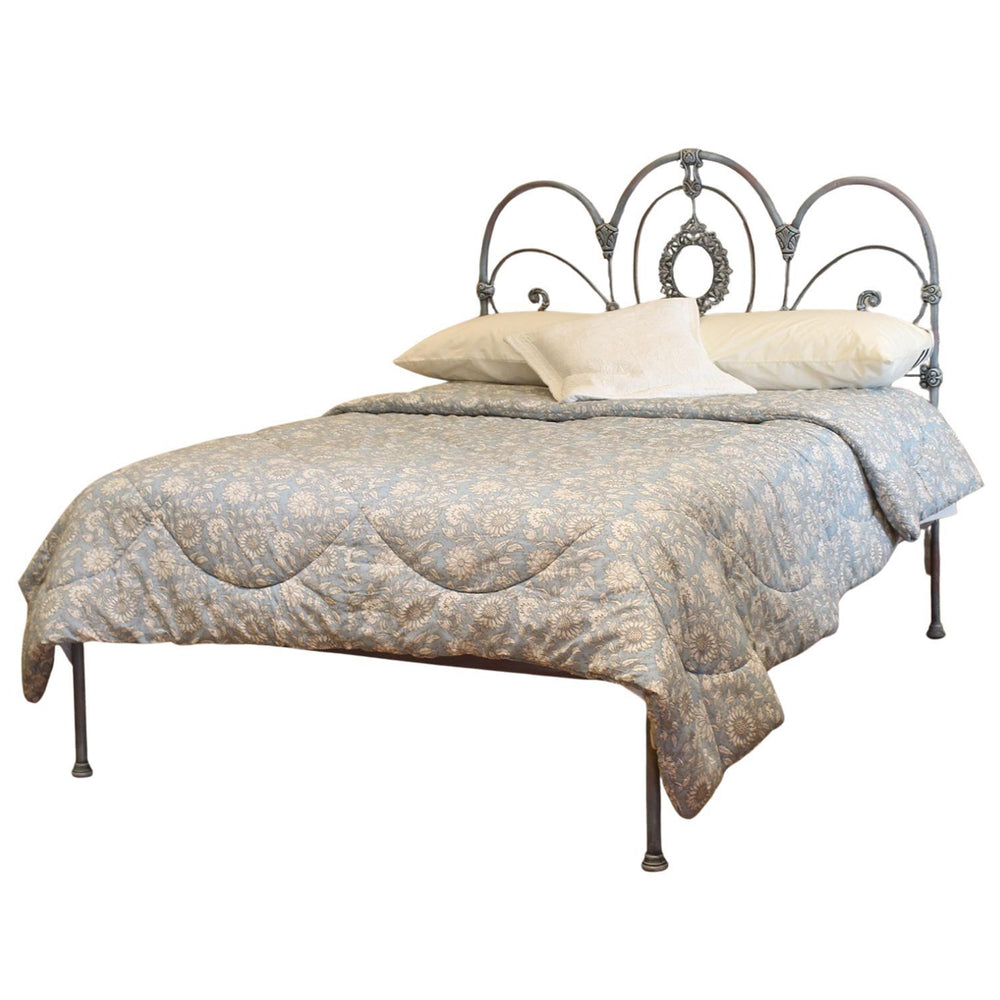 Double Platform Antique Bed in Blue Verdigris