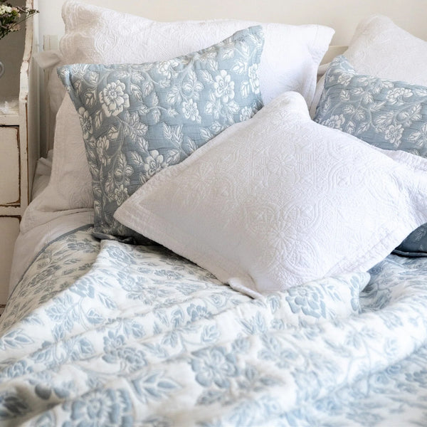 Eleanor Powder Blue Pillowshams and Cushions