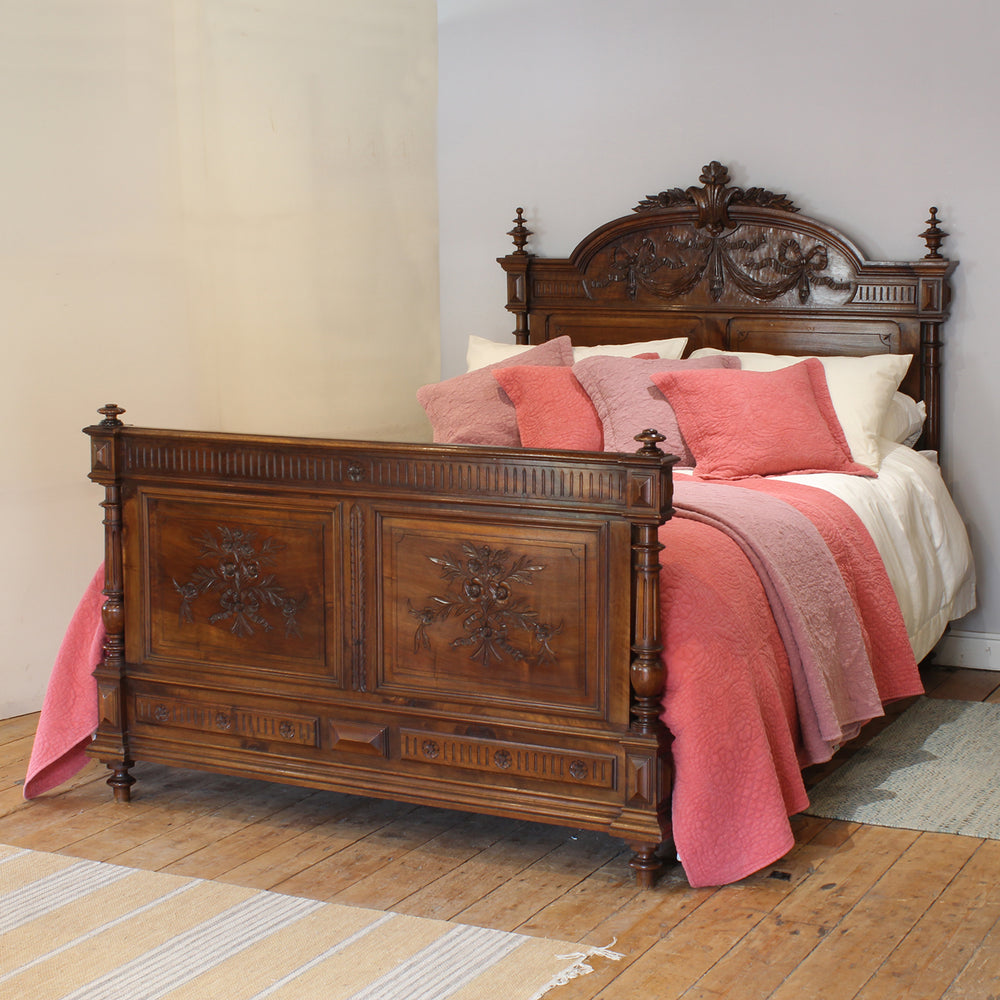 King Size Antique Bed in Walnut