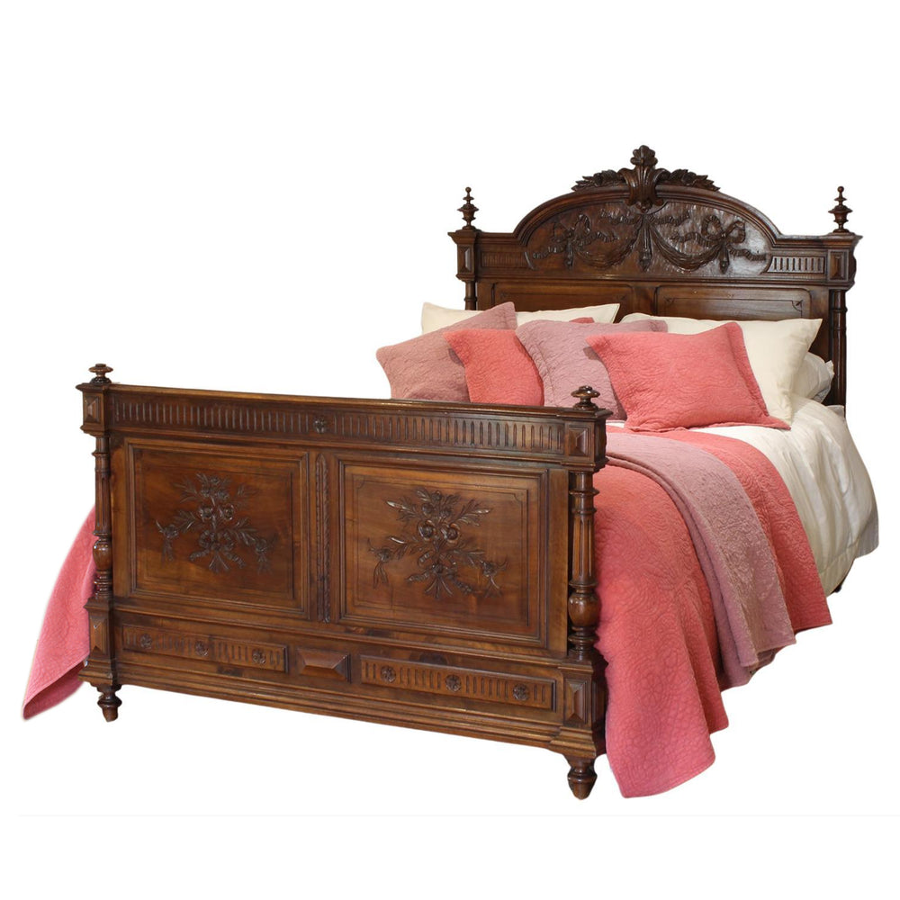 King Size Antique Bed in Walnut