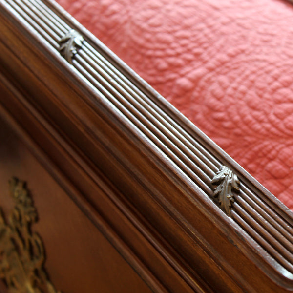 Mahogany Antique Bed with Ormolu Decoration - Close Up Photo