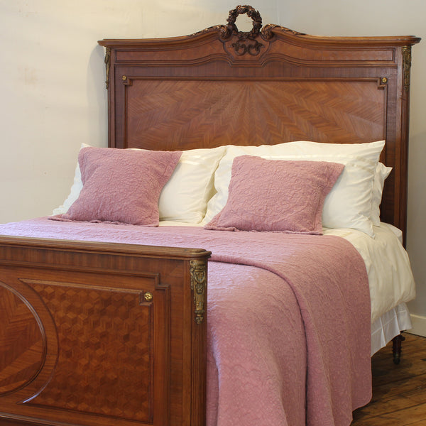 King Size Art Deco Mahogany Antique Bed  - Close Up Photo
