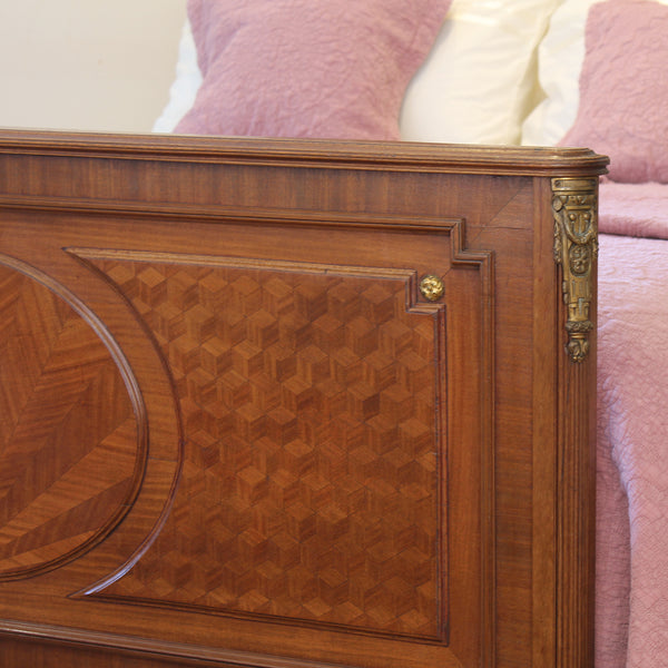King Size Art Deco Mahogany Antique Bed  - Close Up Photo