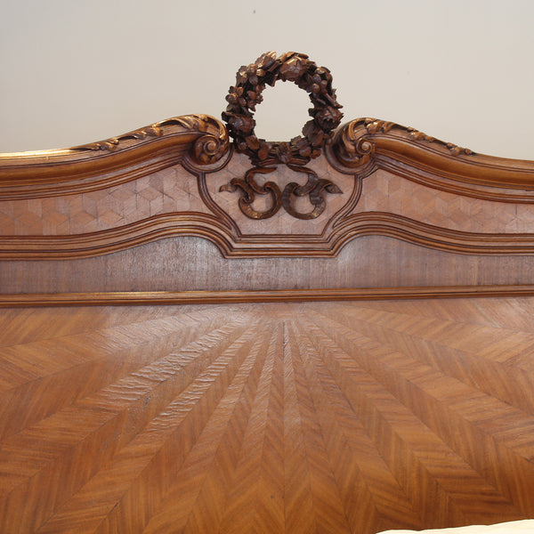 King Size Art Deco Mahogany Antique Bed  - Close Up Photo