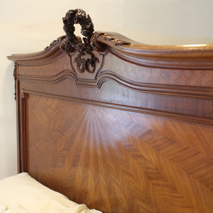 King Size Art Deco Mahogany Antique Bed  - Close Up Photo