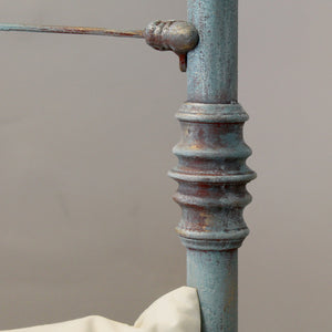 Antique Cast Iron Half Tester Befd in Blue Verdigris - Close Up