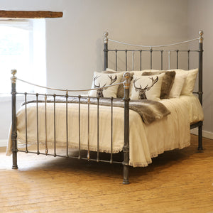 King Bed in Charcoal & Nickel MK241