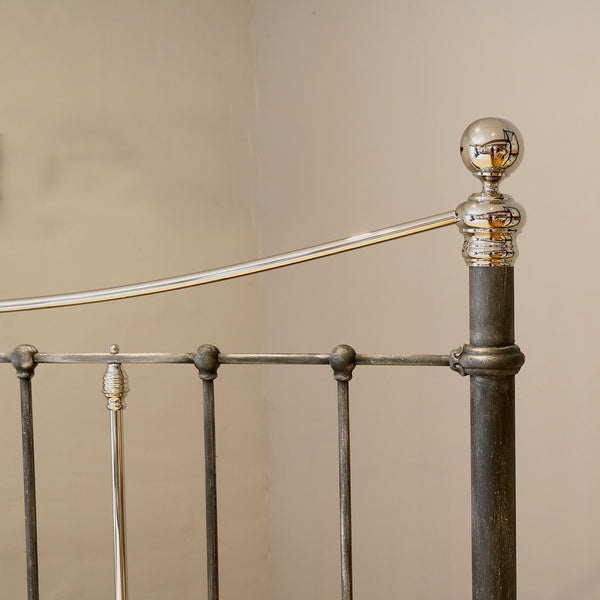 King Bed in Charcoal & Nickel MK241