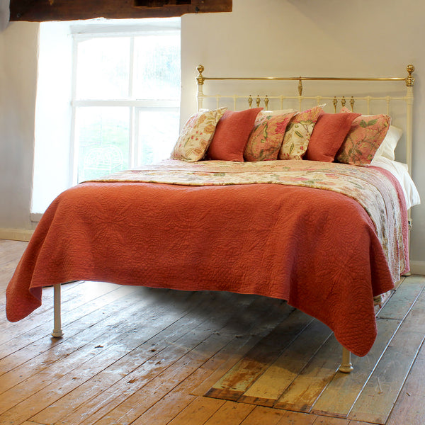 Extra Wide Cream Platform Antique Bed