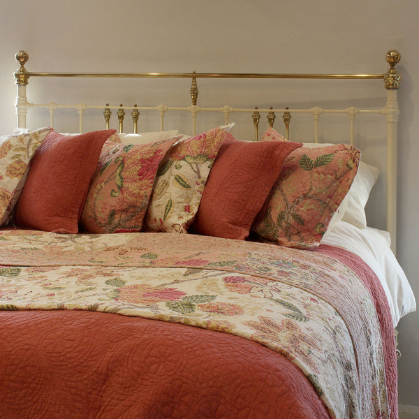 Extra Wide Cream Platform Antique Bed