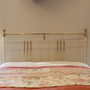 Extra Wide Cream Platform Antique Bed