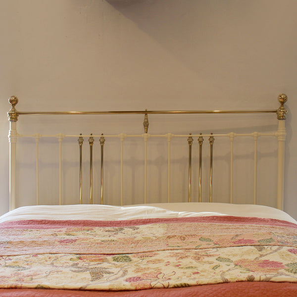 Extra Wide Cream Platform Antique Bed