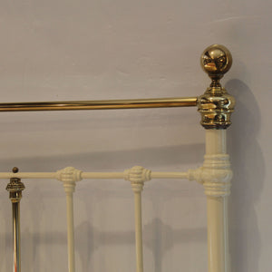 Extra Wide Cream Platform Antique Bed