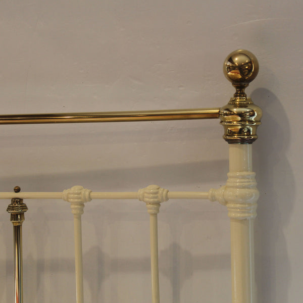 Extra Wide Cream Platform Antique Bed