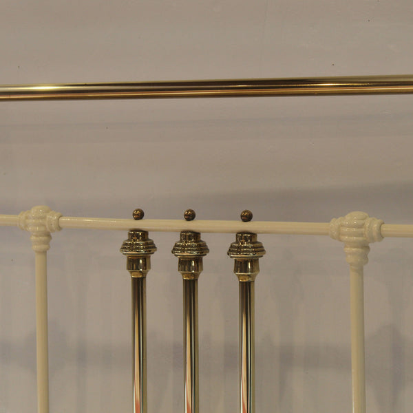 Extra Wide Cream Platform Antique Bed