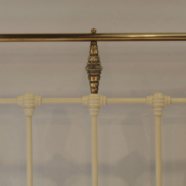 Extra Wide Cream Platform Antique Bed