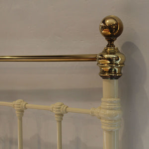 Extra Wide Cream Platform Antique Bed