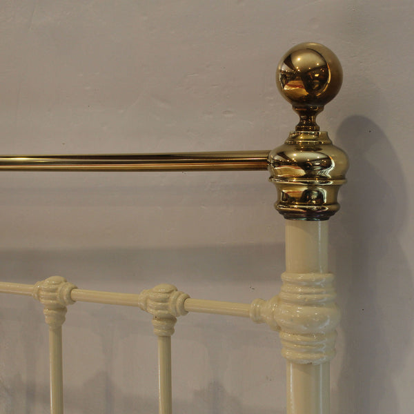 Extra Wide Cream Platform Antique Bed