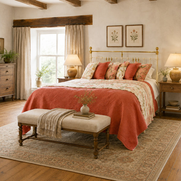 Extra Wide 5ft 6in Platform Bed in Cream MSK95