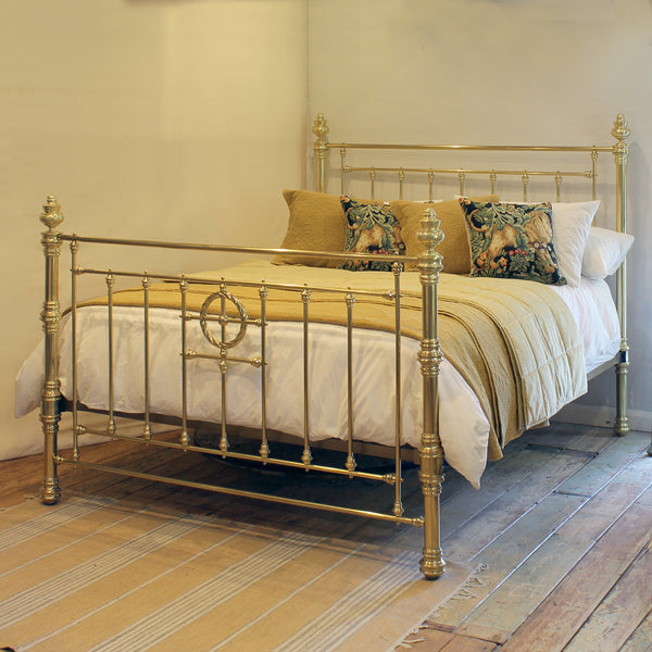 Extra-Wide Antique Brass Bed from Seventh Heaven