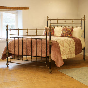 King Size Brass and Iron Antique Bed in Black