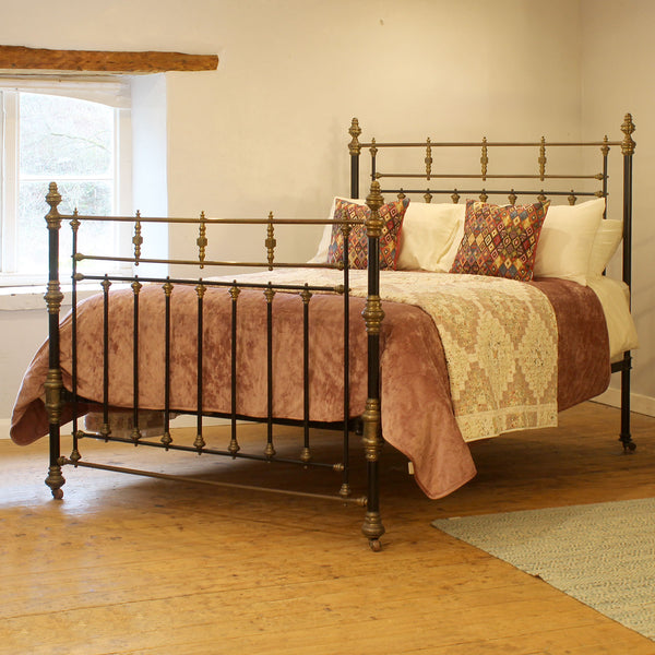 King Size Brass and Iron Antique Bed in Black