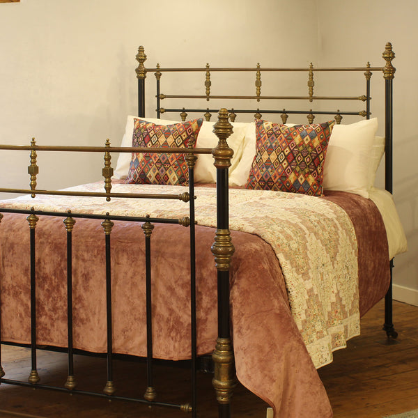 King Size Brass and Iron Antique Bed in Black
