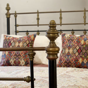 King Size Brass and Iron Antique Bed in Black