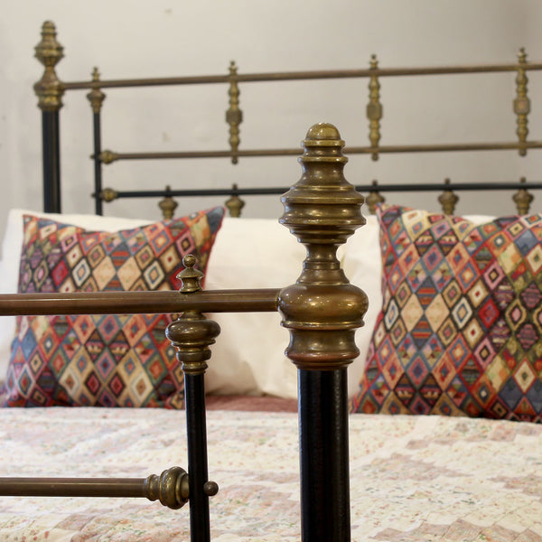 King Size Brass and Iron Antique Bed in Black