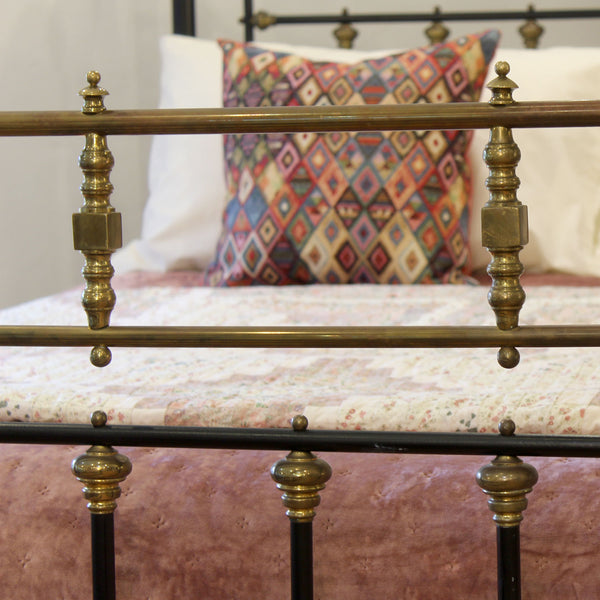King Size Brass and Iron Antique Bed in Black