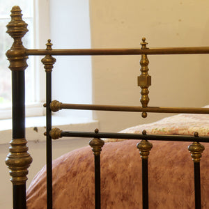 King Size Brass and Iron Antique Bed in Black