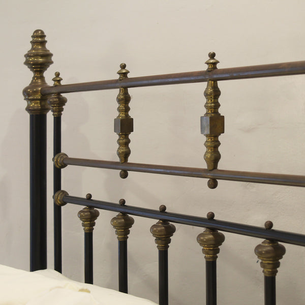 King Size Brass and Iron Antique Bed in Black
