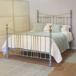 King Size Antique Bed in Blue Verdigris