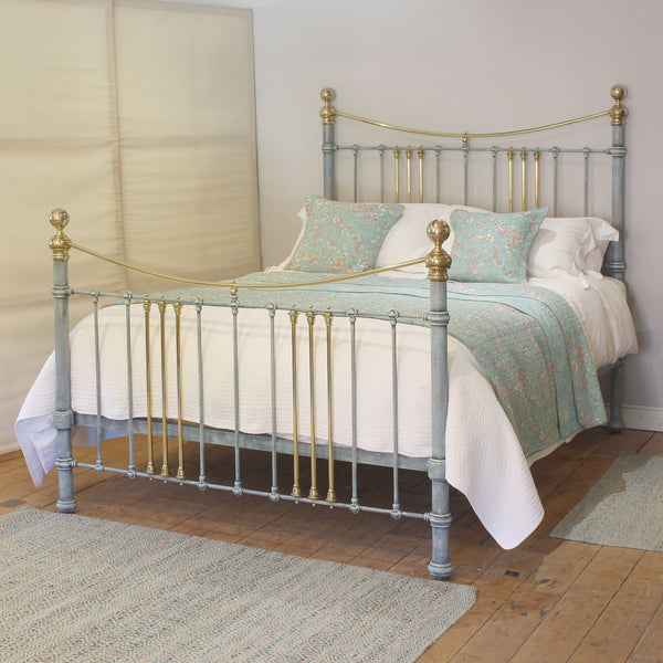 King Size Antique Bed in Blue Verdigris