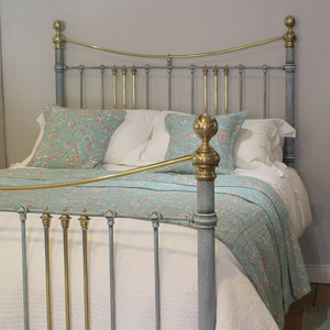 King Size Antique Bed in Blue Verdigris