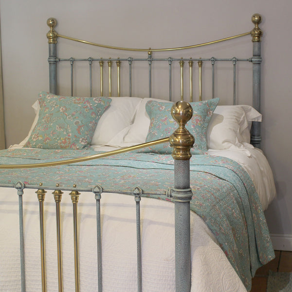 King Size Antique Bed in Blue Verdigris