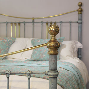 King Size Antique Bed in Blue Verdigris