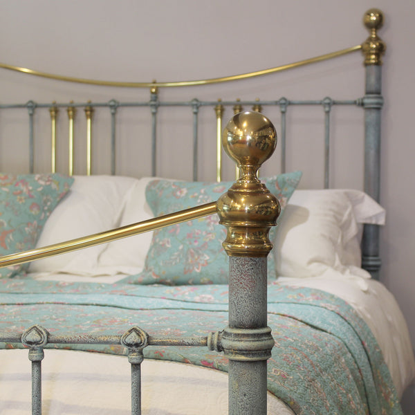 King Size Antique Bed in Blue Verdigris