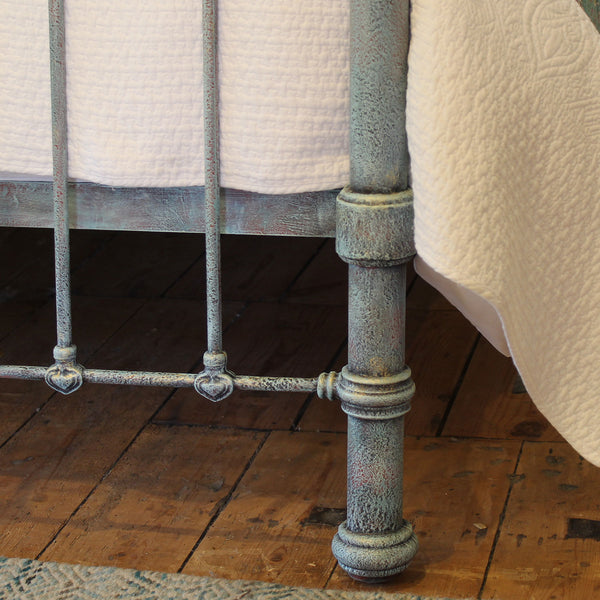 King Size Antique Bed in Blue Verdigris