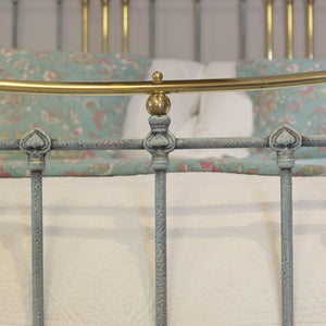 King Size Antique Bed in Blue Verdigris
