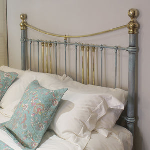 King Size Antique Bed in Blue Verdigris
