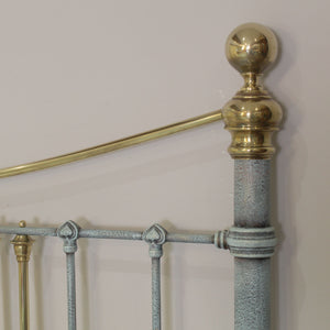 King Size Antique Bed in Blue Verdigris