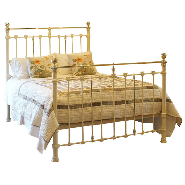 King Cast Iron & Brass Bed in Cream MK297