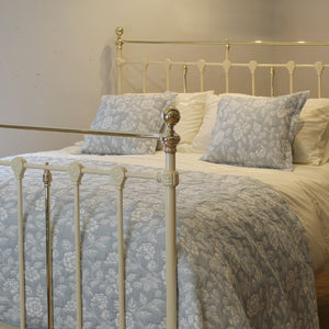 King Cast Iron & Brass Bed in Cream MK298