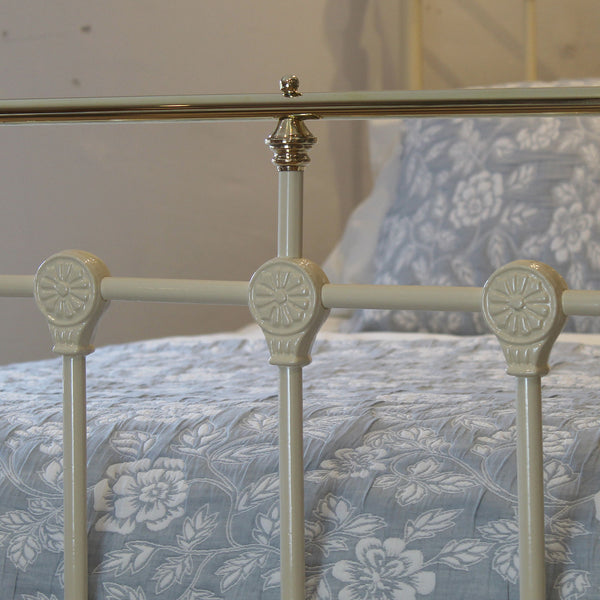 King Cast Iron & Brass Bed in Cream MK298