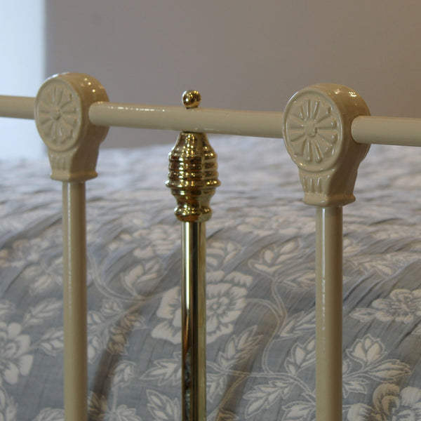 King Cast Iron & Brass Bed in Cream MK298