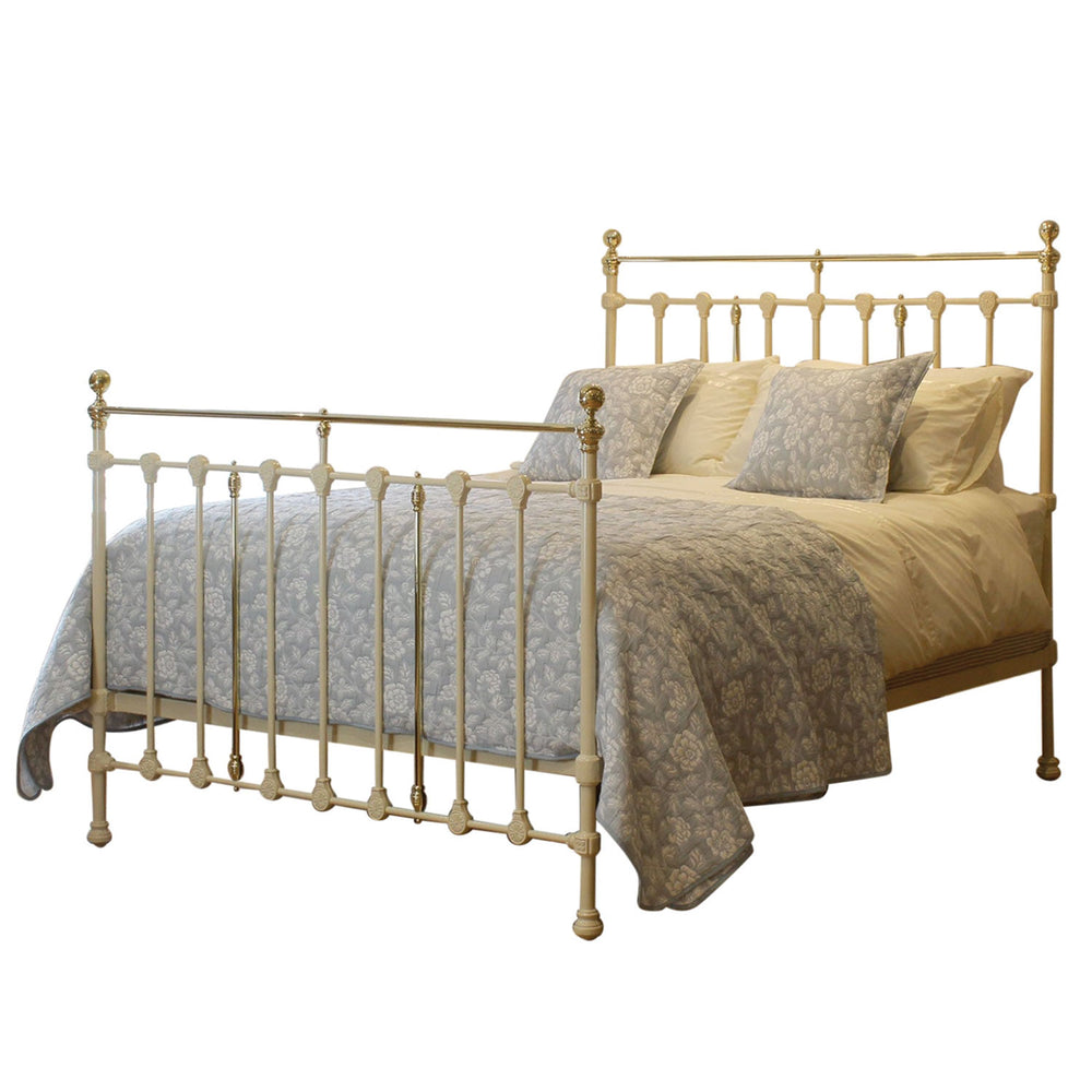 King Cast Iron & Brass Bed in Cream MK298