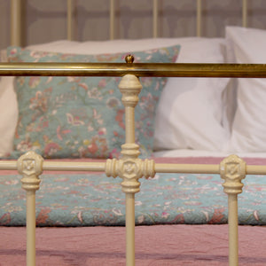 King Cast Iron & Brass Bed in Cream MK315