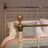 King Cast Iron & Brass Bed in Cream MK315