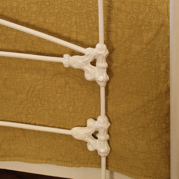 5ft Cast Iron Antique Bed in Ivory